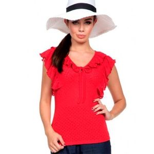 Knit Top - Red Ruffles by Voodoo Vixen - size M
